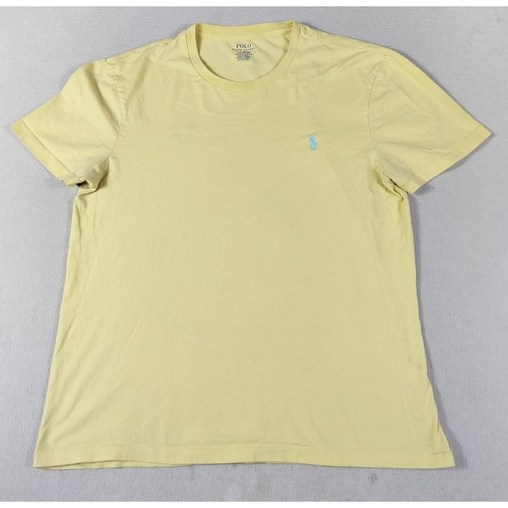 Polo Ralph Lauren Shirt‎ Mens Large Yellow Custom Slim Fit Pony Logo Tee Tagless